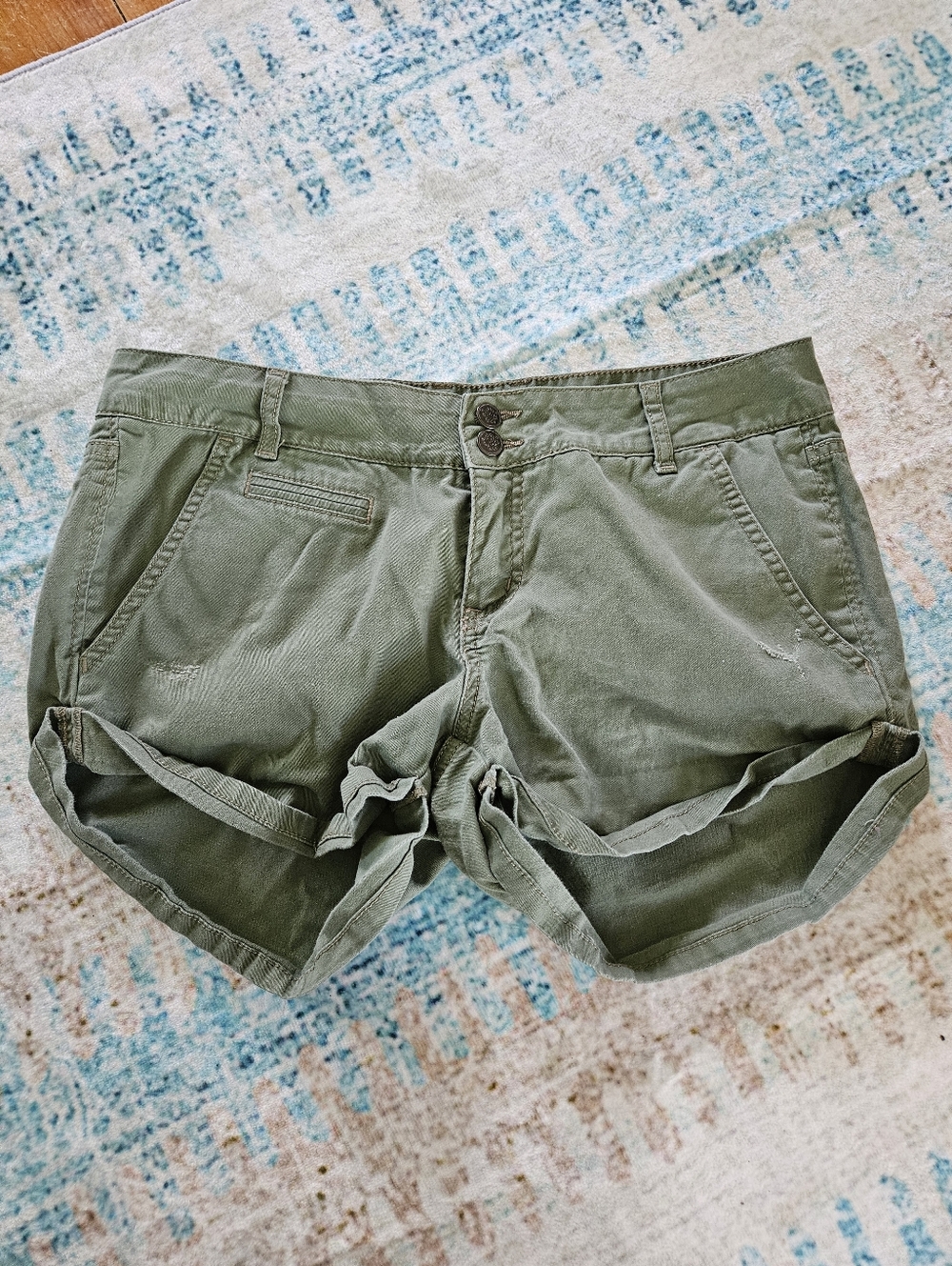 Jessica Simpson Olive Green Rolled Hem Utility Shorts